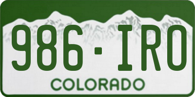 CO license plate 986IRO