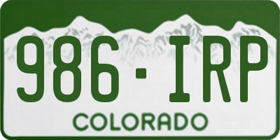 CO license plate 986IRP