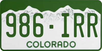 CO license plate 986IRR