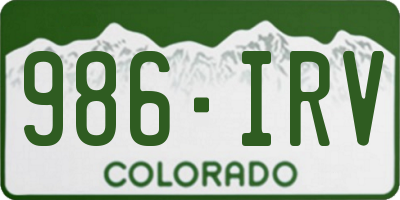 CO license plate 986IRV