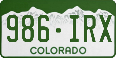 CO license plate 986IRX