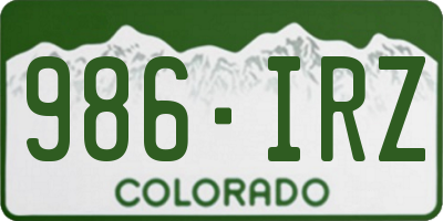 CO license plate 986IRZ
