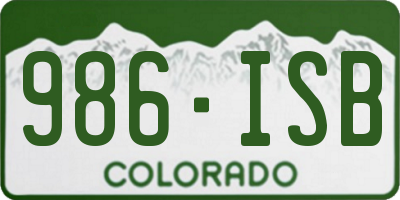 CO license plate 986ISB