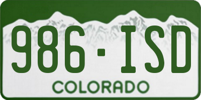 CO license plate 986ISD