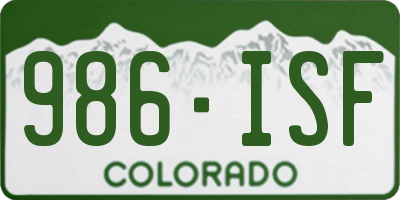 CO license plate 986ISF