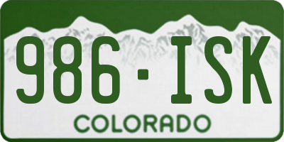 CO license plate 986ISK