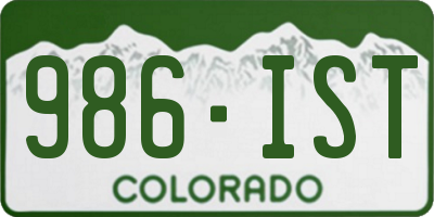 CO license plate 986IST