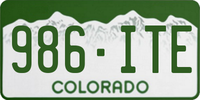 CO license plate 986ITE