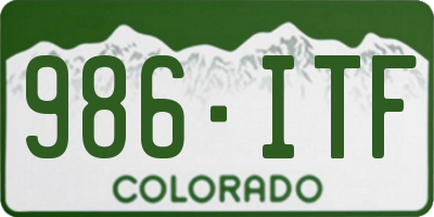 CO license plate 986ITF