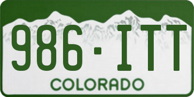 CO license plate 986ITT