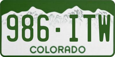 CO license plate 986ITW
