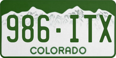 CO license plate 986ITX