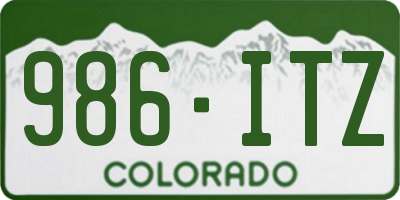 CO license plate 986ITZ