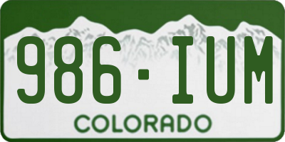 CO license plate 986IUM