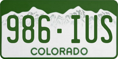 CO license plate 986IUS