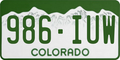 CO license plate 986IUW