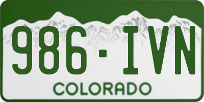 CO license plate 986IVN