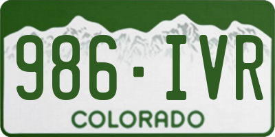 CO license plate 986IVR