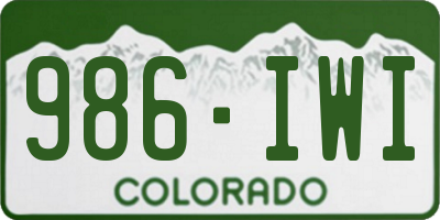 CO license plate 986IWI
