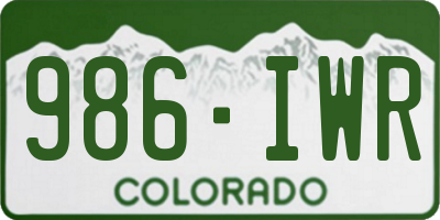 CO license plate 986IWR