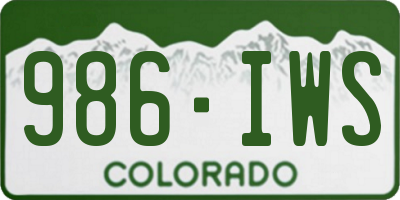 CO license plate 986IWS
