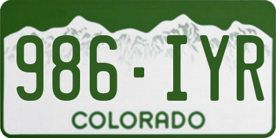 CO license plate 986IYR
