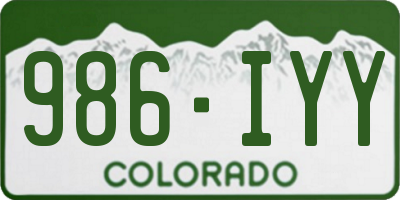 CO license plate 986IYY