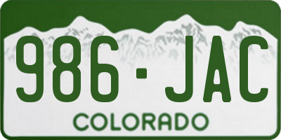 CO license plate 986JAC
