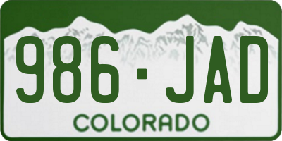 CO license plate 986JAD