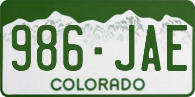 CO license plate 986JAE