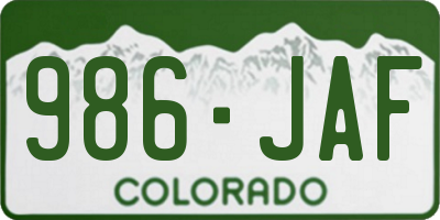 CO license plate 986JAF
