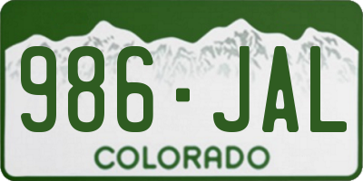 CO license plate 986JAL