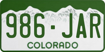 CO license plate 986JAR