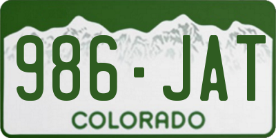 CO license plate 986JAT