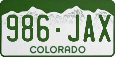 CO license plate 986JAX