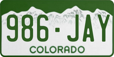 CO license plate 986JAY