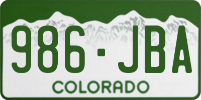 CO license plate 986JBA