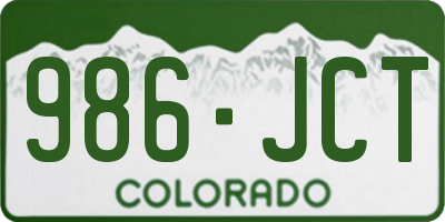 CO license plate 986JCT