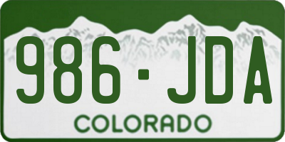 CO license plate 986JDA
