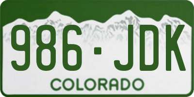CO license plate 986JDK