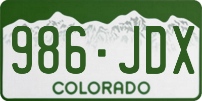 CO license plate 986JDX