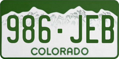 CO license plate 986JEB