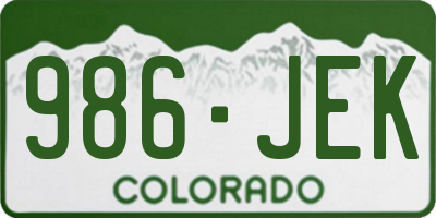 CO license plate 986JEK