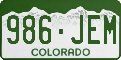 CO license plate 986JEM