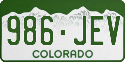 CO license plate 986JEV