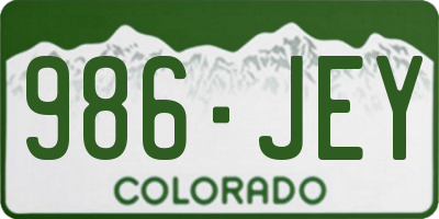 CO license plate 986JEY