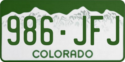CO license plate 986JFJ