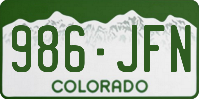 CO license plate 986JFN