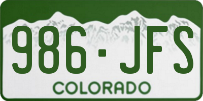 CO license plate 986JFS