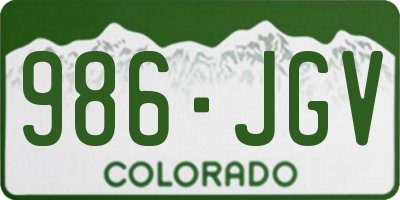 CO license plate 986JGV